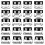 Yishik 20 Pack 15ml Round Glass Cosmetic Jars,15g Empty Refillable Glass Containers with Lids & Inner Liners, Ideal for Cream,Lotions,Beauty Products and Travle Containers