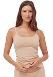 Pact Women's Organic Cotton Camisole Tank Top with Built-in Shelf Bra, Champagne, Medium