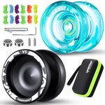 MAGICYOYO Responsive Yoyo for Kids K2 Plus Crystal, Dual Purpose Yo-yo for Beginner, Replacement Unresponsive Bearing for Intermediate Advanced (K2 Green+V3 Black)