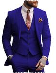 TinMoranX Men's Suits Casual Regular Fit 3 Pieces Tuxedos Prom Tuxedos Blazer+Vest+Pants Wedding Grooms(Royal Blue,40S)