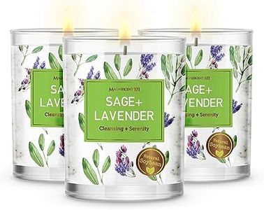 Magnificent 101 set da di 3 candele di salvia e lavanda pura a lunga durata - 3,5 once ciascuna - 42 ore di autonomia | Candele di cera di soia completamente naturali, senza petrolio e paraffina