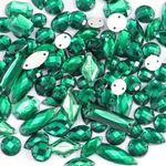 230Pcs Mixed Shape Crystal Sew On Rhinestones Gems Acrylic Flatback Diamante Stones Strass Sewing for Crafts DIY Handicrafts Clothing Wedding Dress Shoes Bag Decorations Accessories(06 Dark Green)