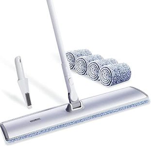 BOOMJOY E11 Microfiber Mop - 60cm Aluminum Head, Adjustable Handle, 4 Pads for Hardwood, Laminate & Tile