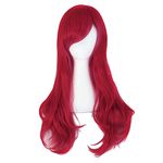 MapofBeauty 28" 70cm Long Curly Hair Ends Costume Cosplay Wig (Dark Red)