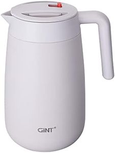 GiNT 54Oz/1.6L Thermal Coffee Carafe Wide Mouth - Double Wall Vacuum Insulated Stainless Steel Beverage Dispenser with Safety Lock | 12H Hot & 20H Cold Retention (White)