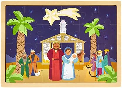 O Holy Night Nativity Scene 24-piece Wooden Christmas Jigsaw Puzzle with Inset Frame by Imagination Generation