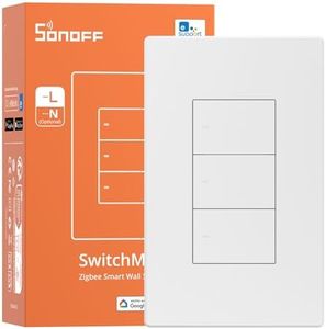 SONOFF Zigbee Smart Light Switch, Required SONOFF Zigbee Hub, Interruptor Inteligente, Smart Switch No Neutral or with Neutral, Voice Control with Alexa Google Home, Zigbee Switch ZBM5-3C-120W