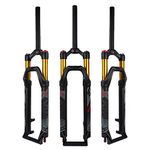 B Bolany Air MTB Suspension Fork 26/27.5/29, Rebound Adjust Straight Tube 28.6mm QR 9mm Travel 120mm Manual/Crown Lockout Mountain Bike Forks, Ultralight Gas Shock XC Bicycle (Black Gold, 29)