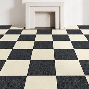 CUCOS Multicolor Carpet Tiles Peel and Stick, 20 Pack Self Adhesive Floor Tiles 12” x 12”, Soft Padded Flooring Sticker for Bedroom Living Room Office, 10 Off White & 10 Dark Grey, 20 sq ft per Box