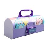 SAJANI Multi-Functional Pencil Box with Double Password Lock, Stationary Organizer Case, Suitcase Style Pencil Case for Boys & Girls (Pack of 1) (Dinosaur-Purple)