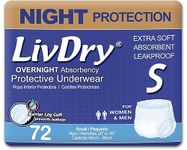 LivDry Adult Incontinence Underwear Overnight Comfort Absorbency Leak Protection Small 72-Pack