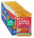 SUPERFOODIO Peanut Butter Buttons | PB&J Flavour | Vegan & Low Carb | All-Natural | Protein | No Refined Sugar (20g x15 Packs)