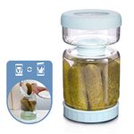 WhiteRhino Pickle Jar,Glass Pickle Container with Strainer,Olive Hourglass Jar,Pickle Jar Upside Down Kimchi Jar for Jalapenos,Leakproof Airtight Lids and Refrigerator Dishwasher Safe (Blue/34oz)