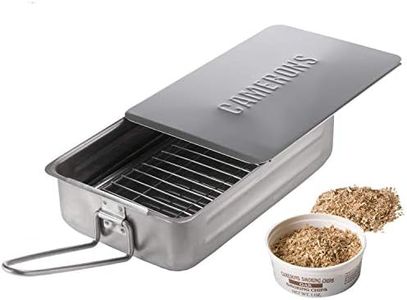 Camerons Gourmet Mini Stovetop Smoker - Stainless Steel BBQ Smoker Box w/Hickory Wood Chips & Recipes - For Indoor & Outdoor Use - Great for Smoking Meats, Veggies & Seafood - Barbecue Grilling Gift