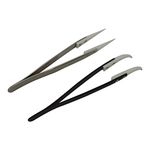 Ceramic Tweezers DIY Tool Kit, Mlife Ceramic Tip Tweezers Non-Conductive and Heat Resistant up to 1600 ℃ for Electronics, E-Cigarette, Jewelry-Making and Laboratory Work (Pointed & Curved)