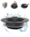 Hibbent Upgraded 3 in 1 Kitchen Sink Drain Strainer and Stopper Combo, Stainless Steel Metal Pop Up Sink Stopper, Anti-Clogging Basket Strainer with Handle for US Standard 3-1/2 Inch Drain, Black