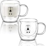 Yopay 2 Pack Glass Bear Coffee Mugs