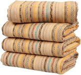 Cacala Extra Large Hand loomed Turkish Bath Towels Set of 4, 100% Cotton Quick-Drying and Lightweight Perfect for Travel, Camping, Gym and Beach (4 Pieces, Salmon)