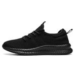 FUJEAK Men Walking Shoes Men Casual Breathable Running Shoes Sport Athletic Sneakers Gym Tennis Slip On Comfortable Lightweight Shoes for Jogging Black US Size 14.5