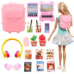 Festfun 17 pcs Doll Accessories Include Knapsack Backpack Bag Laptop Tablet Phone Mouse Headset Glasses Books Drinks & Plants Dollhouse Decor Accessories for 11.5 Inch Girl Dolls Playset (NO DOLL)