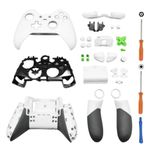 Hzxkqmil Replacement Full Housing Shell Case Kit for Xbox One Elite 1st Controller - Include Faceplates Cover Middle Frame Side Rails ABXY Buttons LB RB Bumper Accessories (White)