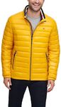 Tommy Hilfiger Men's Wet Look Water Resistant Ultra Loft Down Alternative Puffer Jacket, Yellow Gold, Small