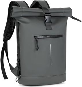 Lekeinchi Mochila Enrollable Hombre Mujer,Mochila Rolltop Impermeable Hombre,Expandible Mochila Ordenador Portatil 17 ",Grande Moda Mochila Viaje - Trabajo Casual Escuela Ciclismo Deporte - Gris