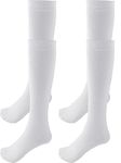 WKLOUYHE Girls Knee High Socks/Cable Knit/Ribbed School Uniform Socks,Seamless Tube Socks Unisex Kids Soccer Socks_Pack of 04(White,5-6 Years)