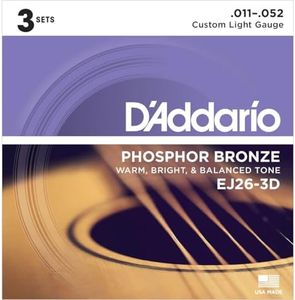 D'Addario EJ26-3D Lot de 18 cordes acoustiques en acier pour instruments de musique (Guitar, acier, Acoustic, 18 pièces)