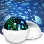 Moredig Baby Lights Projector, Roating Sensory Lights with 8 Lighting Modes, Starry Sky & Ocean Night Light Porjector for Kids, Baby Sensory Toy Gifts for Baby Gifts for Girls Boys - White