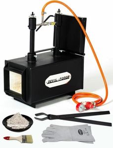 DEVIL-FORGE Gas Schmiedeofen DFPROF2+1D/2” Gasesse, Gas Schmiede, 2 Brenner DFP (160.000 BTU) verwende 1 oder 2, Gaskugelhahn, Luftdrossel, 1 Tür, Doppelisolierung 2”, 1370°C Hufschmiede, Messermacher