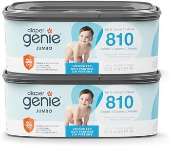 Diaper Genie Pails Diaper Genie Refill, Jumbo Square | Continuous Film | Holds 810 Newborn Diapers | Pack of 2 | Odor-Locking Barrier Technology | Compatible with Select, Premier, Classic & Compact