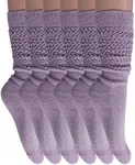 AWS/American Made Slouch Socks Cotton Scrunch Knee High Extra Long and Heavy Socks (Lilac, 6)
