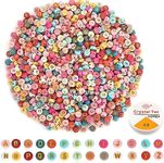 Rattmety Acrylic Letter Beads, 1000 Pcs Multi-Color Round Alphabet Beads A-Z Sorted Beads with Crystal String 4x7mm Gold Letter Beads Bulk for DIY Jewelry Making Bracelet Necklace Craft Making