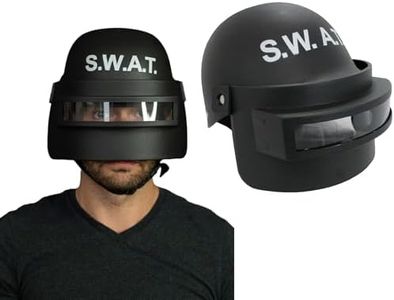 Nicky Bigs Novelties Adult S.W.A.T. Team Costume Helmet with Folding Face Mask. Black, One Size