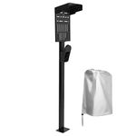 VIVO Outdoor EV Charging Stand, Weather Protection Hood, Pedestal for Charging Station, Floor Mounted, All Weather, Electric Vehicle Pile, Stainless Steel, Black, STAND-EV01C