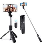 Selfie Stick Compatible with Samsung Galaxy A16 A15 A25 A35 A55 A14 A34 A54 A04s A13 A23 A33 A53 A73 5G Wireless Remote and Tripod Head Mount, Extendable and Portable, Cell Phone Tripod Camera Stand