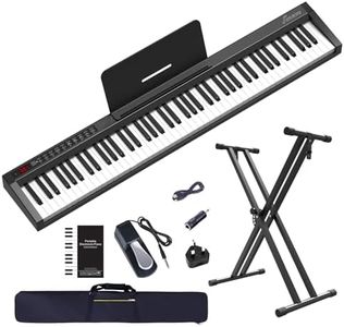 OYAYO Digital Piano 88 Weighted Keys with Stand, Touch Sensitivity Electric Piano Keyboard with Bluetooth MIDI Function, Sustain Pedal, Full Size Portable Piano Keyboard for Children and Adults