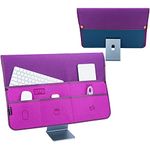 KISLANE Dust Cover Compatible with iMac 24 Inch, Dust Cover for iMac with Multiple Pockets for Magic Keyboard, Magic Mouse, Magic Trackpad and Other Accessories (Purple)