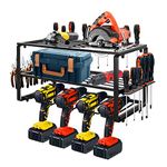 BQKOZFIN 4 Slots Power Tool Storage Rack Electric Drill Organizer Wall Mount Drill Holder for Warehouse, Home, Workshop