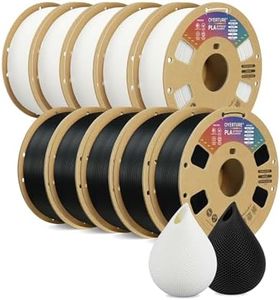 OVERTURE 10KG Bundle PLA Filament 1.75mm, Neatly Wound 3D Printer Filament 10 Pack 1kg Spool (22.2lbs), Dimensional Accuracy +/- 0.02 mm, Fit Most FDM 3D Printers (Black*5 & White*5)