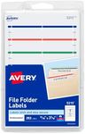 Avery Print or Write File Folder Label -0.69-Inch Width x 3.44-Inch Length -252/Pack -Dark Blue, Green, Yellow, Dark Red