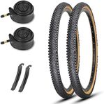26-inch Mountain Bike Tires Set: MOHEGIA 2-Pack 26x1.95 Inch 60TPI Folding Replacement Bicycle Tires and Inner Tubes with Tire Levers Pair/Skin Sidewall
