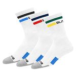 BLITZSOX TENNIS PRO Hi-Tech Performance Max Cushion Moisture Wicking Vintage Tennis Socks for Men & Women Crew Length, Pack of 3