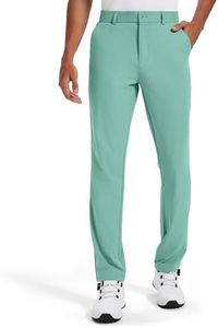 Vytroon Mens Golf Pants All-Day Stretch Chinos 30"/32"/34" Water-Resistant Quick Dry Lightweight Work Dress Trousers with 4 Pockets for Business Casual Travel, Seafoam Green, 40W x 30L