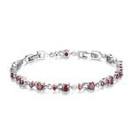 Bamoer Luxury Slender White Gold Plated Bracelet with Sparkling Red Cubic Zirconia Stones