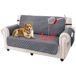 uiceno 100% Waterproof Sofa Covers for Pets Dogs with Non Slip Backing, 2 Seater Sofa Covers with Side Pocket, Washable Two Seater Sofa Protector,Grey,2 Seats