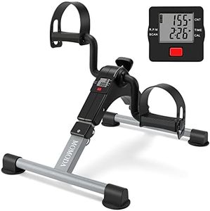 Pedal Exerciser Desk Exercise Bike Leg and Arm Recovery Bike with LCD Monitor Foldable and Porable (Black/Grey)