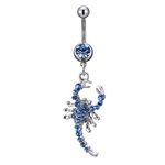 Lenacou Scorpion Belly Button Rings 14G Surgical Stainless Steel Dangle Navel Barbell Stud Cubic Zirconia Body Piercing, Metal, cubic-zirconia