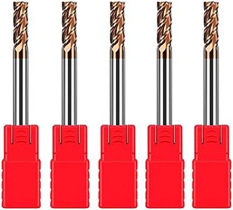 ASNOMY 5pcs Carbide Square End Mill - 1/8"(3mm) Micro Grain Carbide End Mill for Alloy Steels/Hardened Steels - 4 Fultes Milling Cutter- HRC55 AlTiN Coated